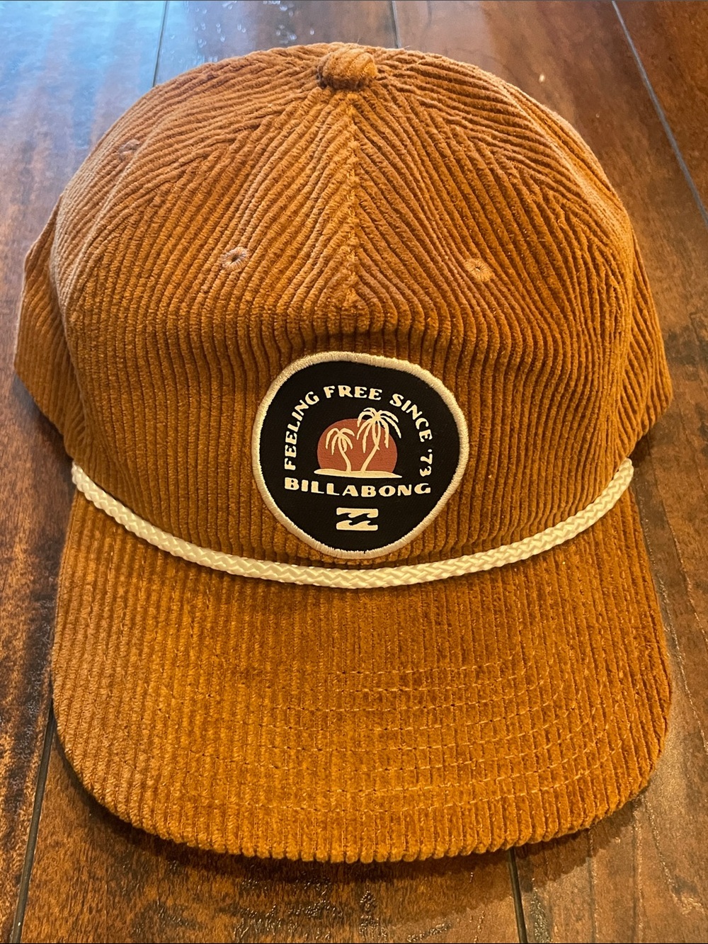 Billabong Corduroy Rope-Trim Cap in Rust Brown